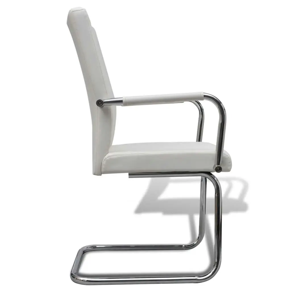 Cantilever Dining Chairs 4 pcs White Faux Leather 270163