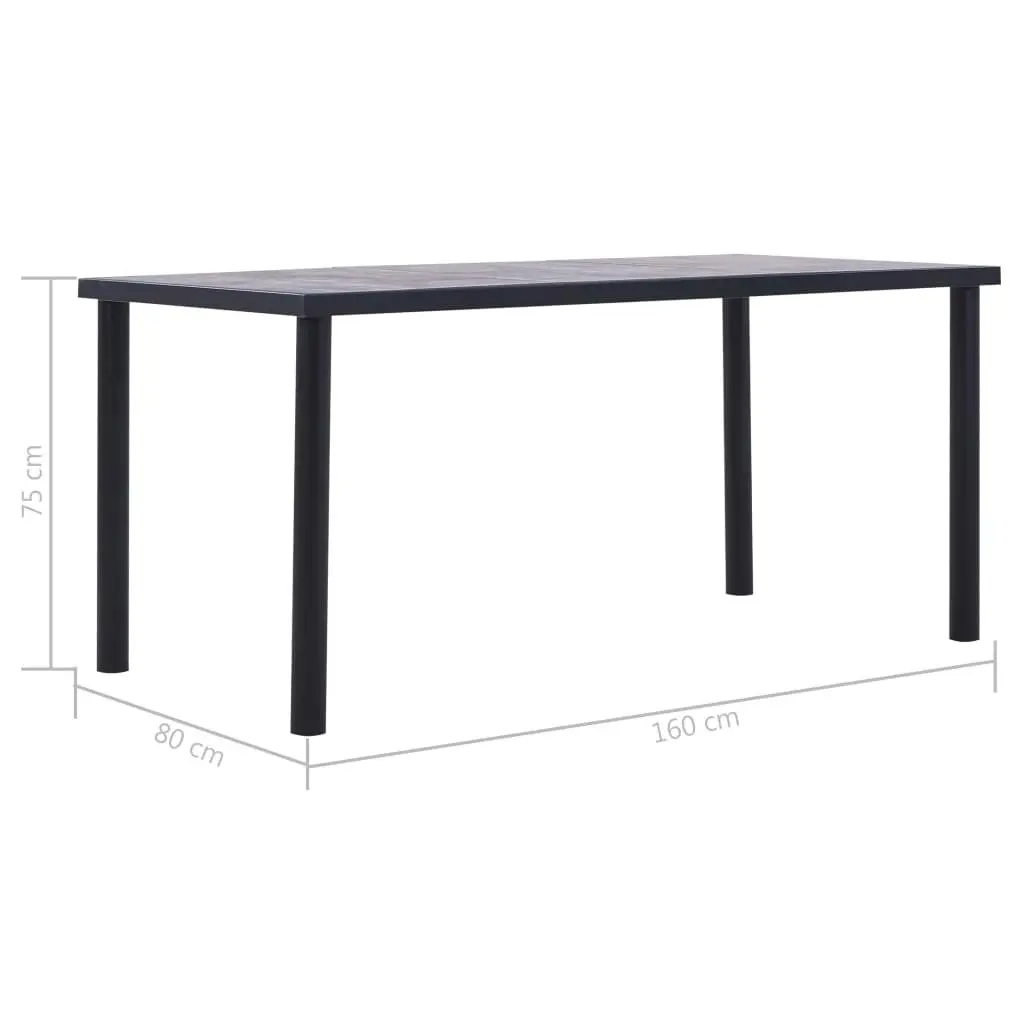 Dining Table Black and Concrete Grey 160x80x75 cm MDF 281859