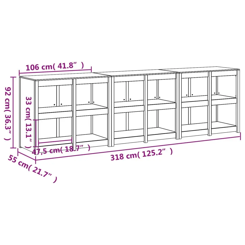 Outdoor Kitchen Cabinets 3 pcs White Solid Wood Pine 3196164