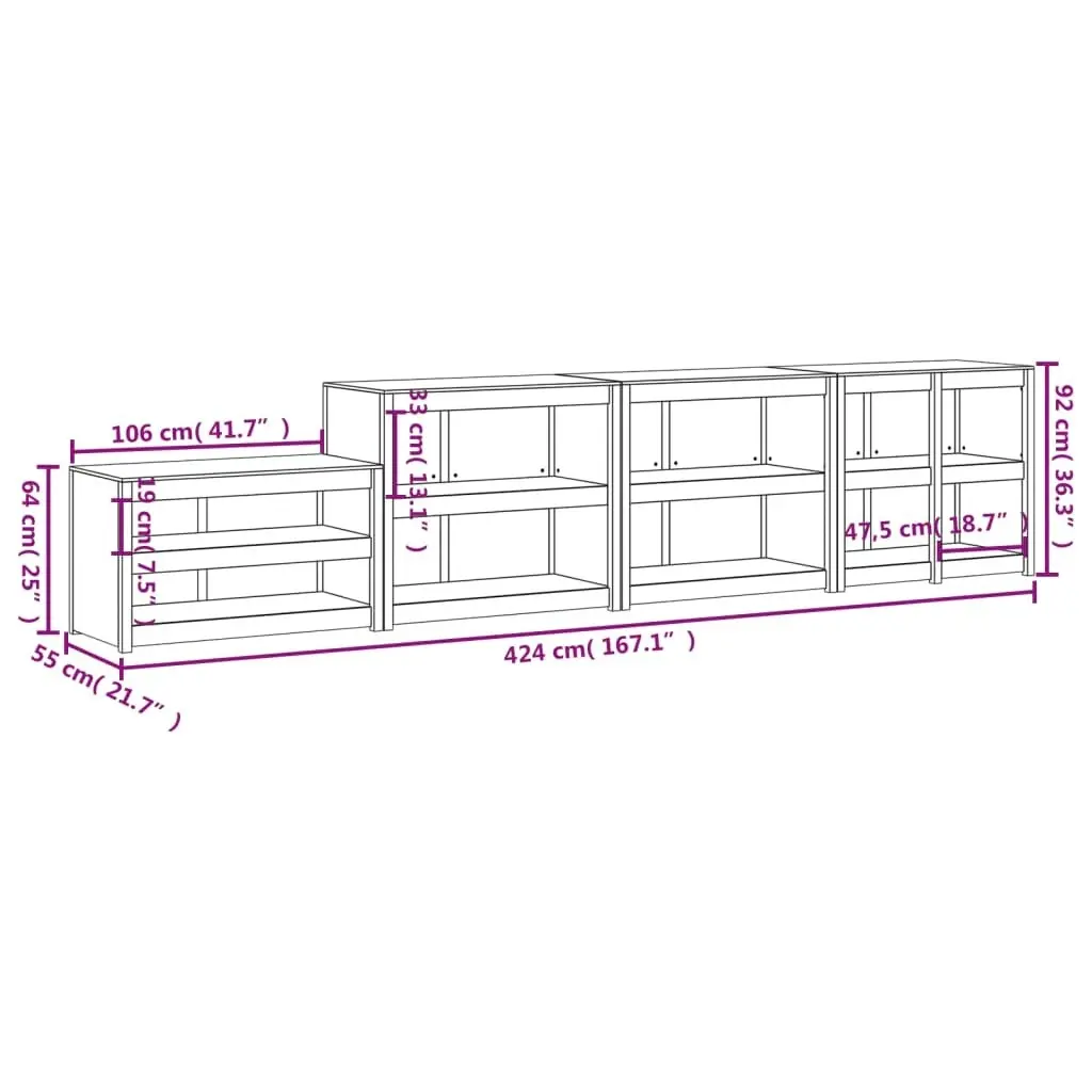 Outdoor Kitchen Cabinets 4 pcs White Solid Wood Pine 3196139