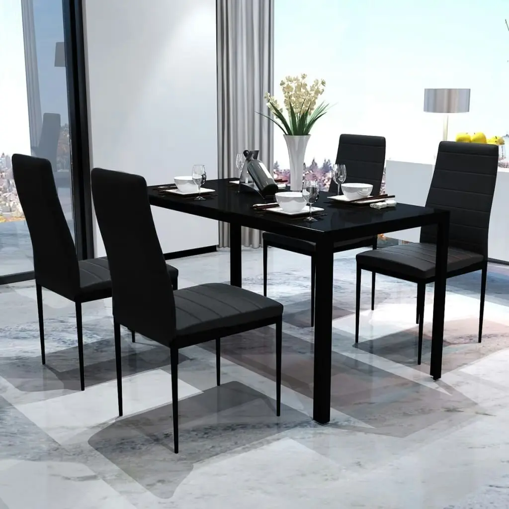 Five Piece Dining Table Set Black 242986