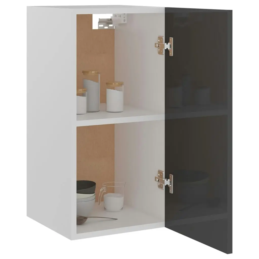 Hanging Cabinet High Gloss Grey 29.5x31x60 cm Engineered Wood 801251