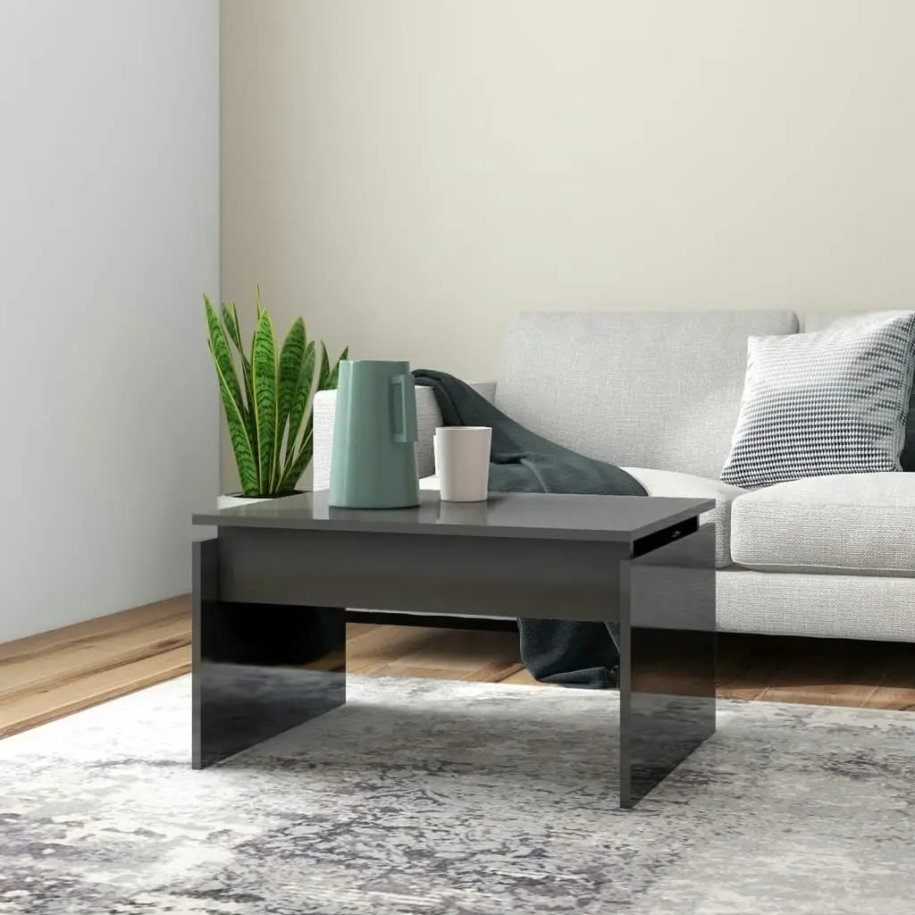 Coffee Table High Gloss Grey 68x50x38 cm Engineered Wood 808340