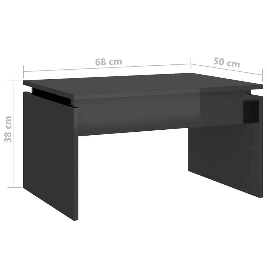 Coffee Table High Gloss Grey 68x50x38 cm Engineered Wood 808340