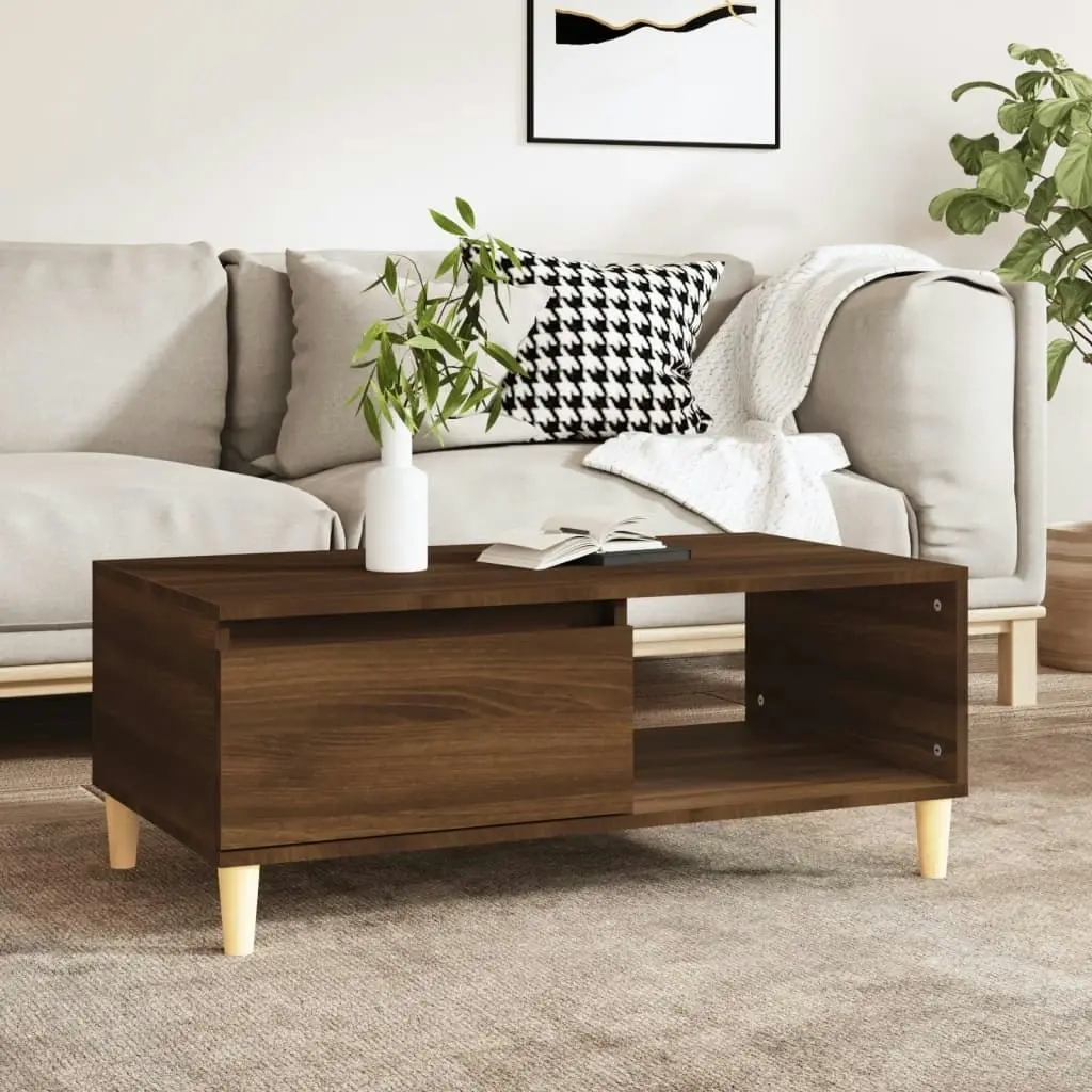 Coffee Table Brown Oak 90x50x36.5 cm Engineered Wood 821051