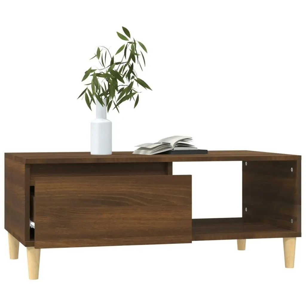 Coffee Table Brown Oak 90x50x36.5 cm Engineered Wood 821051