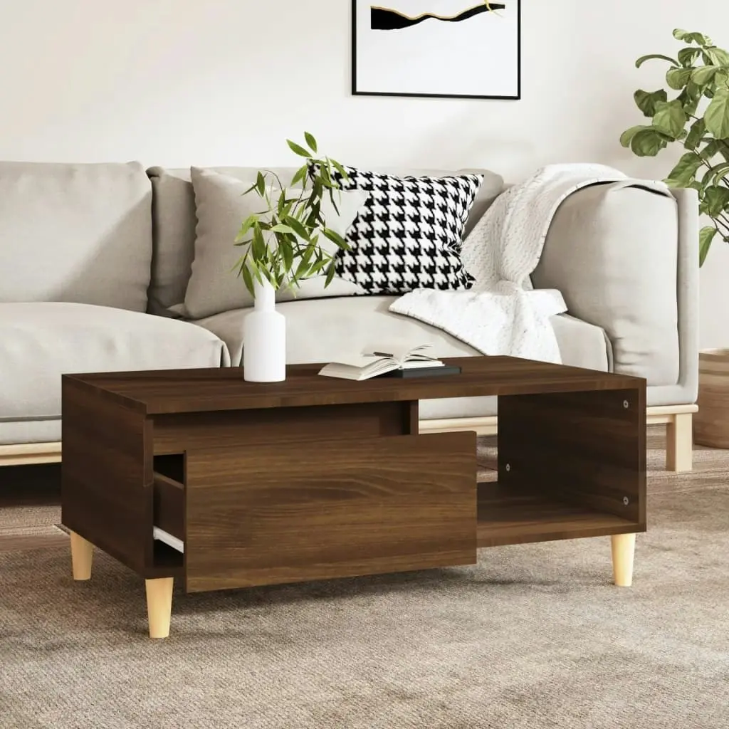 Coffee Table Brown Oak 90x50x36.5 cm Engineered Wood 821051