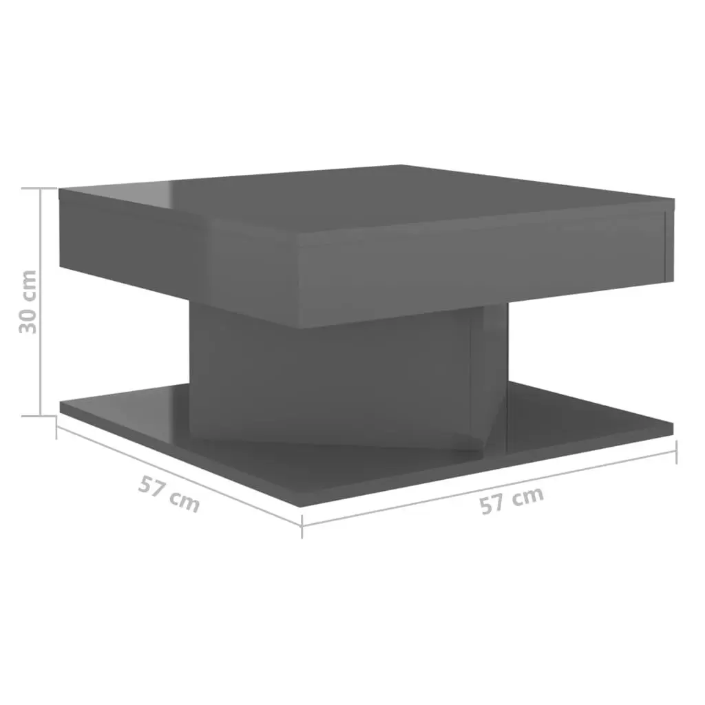 Coffee Table High Gloss Grey 57x57x30 cm Engineered Wood 808376