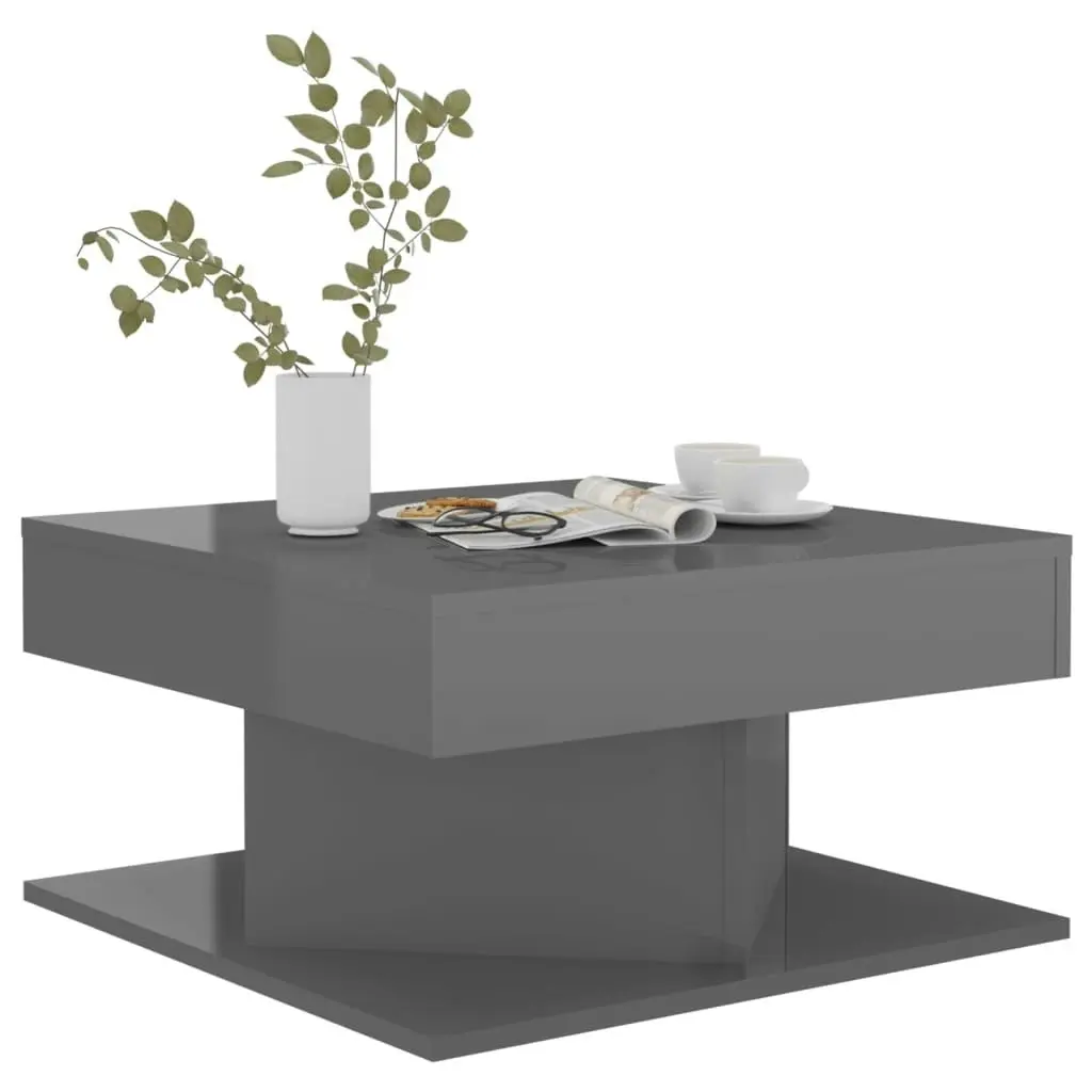 Coffee Table High Gloss Grey 57x57x30 cm Engineered Wood 808376