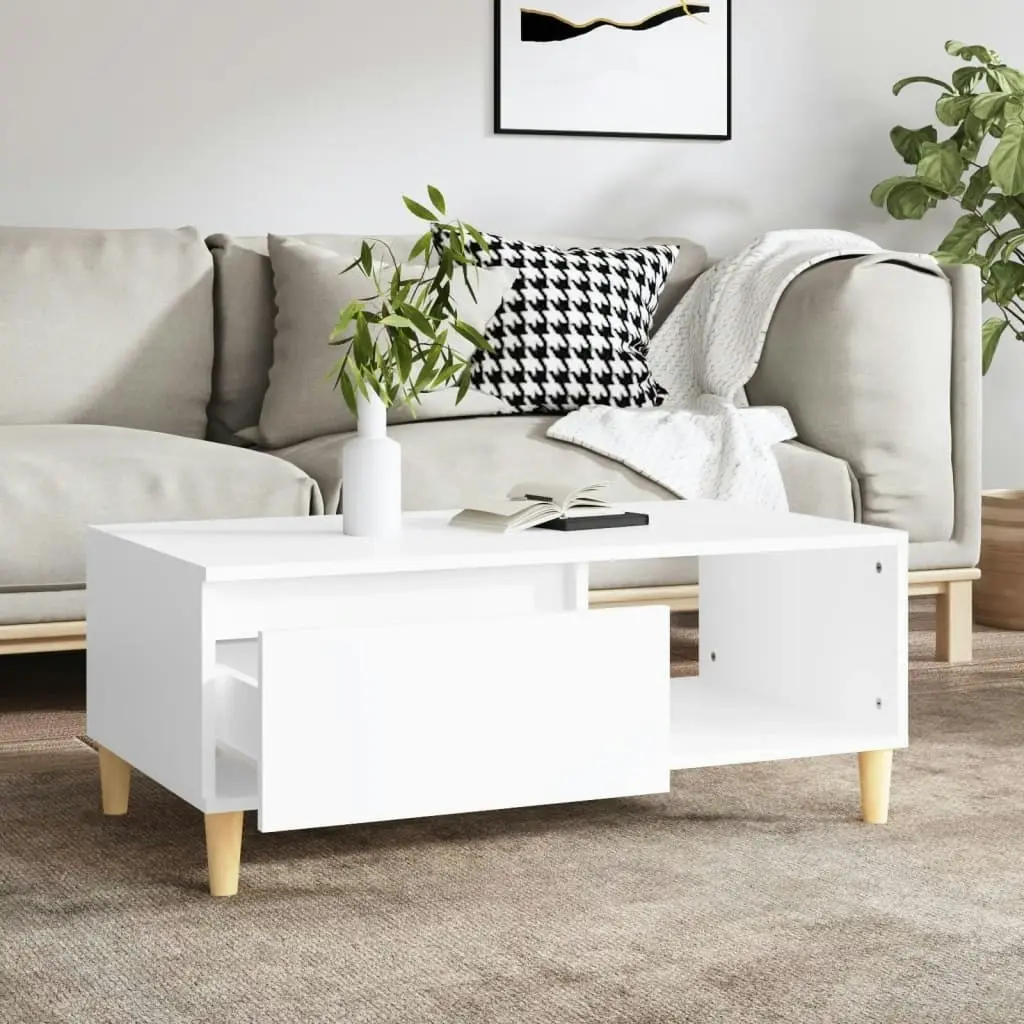 Coffee Table White 90x50x36.5 cm Engineered Wood 821044