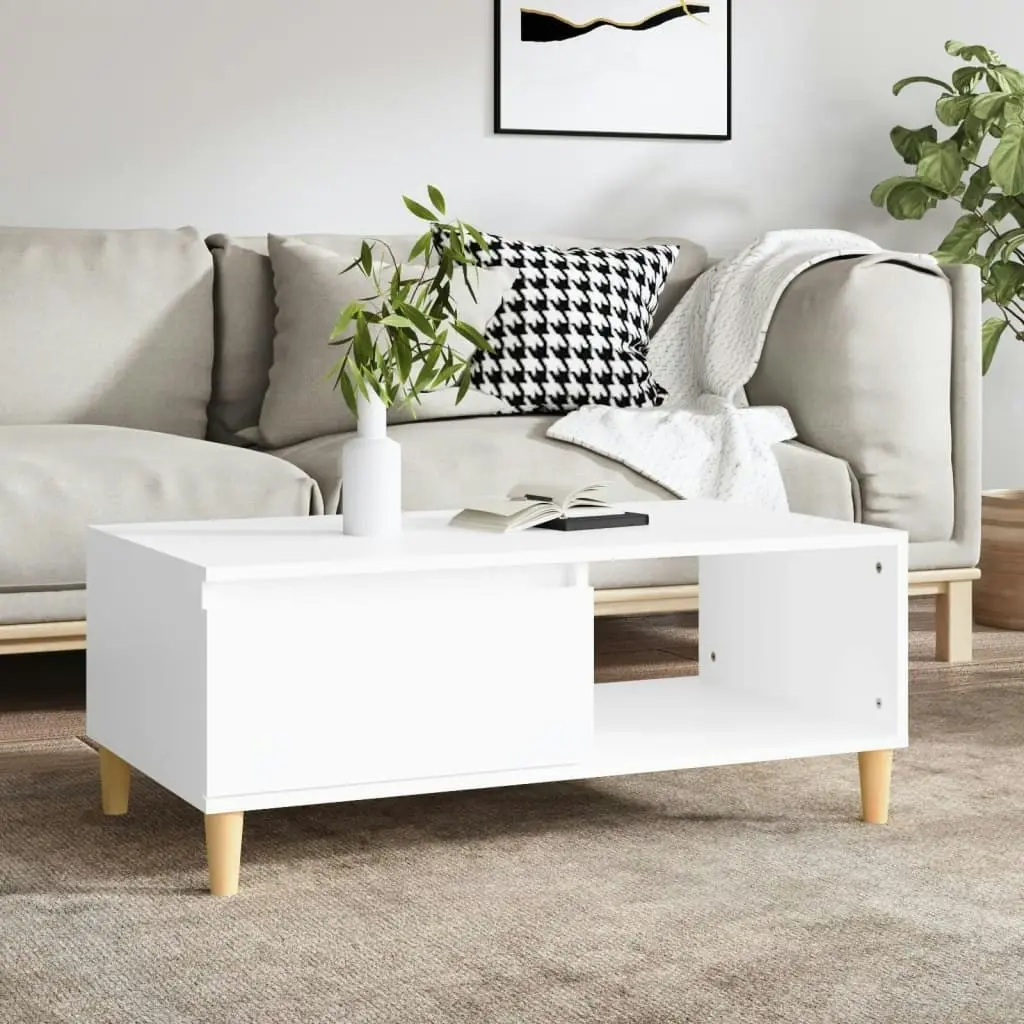 Coffee Table White 90x50x36.5 cm Engineered Wood 821044