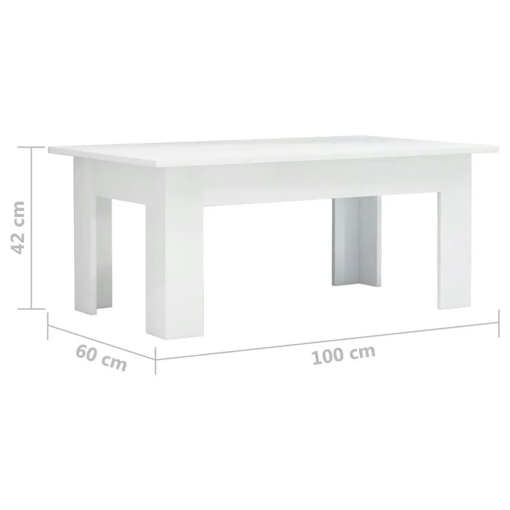 Coffee Table High Gloss White 100x60x42 cm Engineered Wood 801185