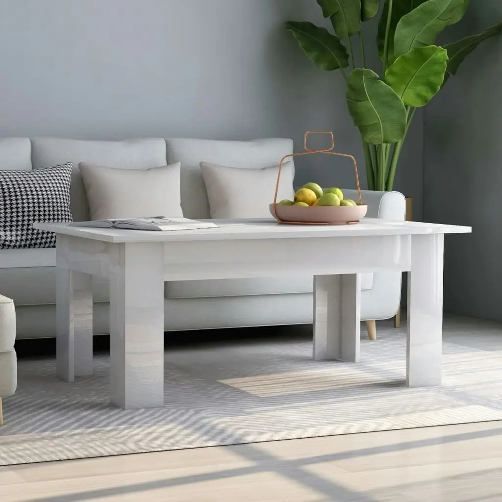 Coffee Table High Gloss White 100x60x42 cm Engineered Wood 801185