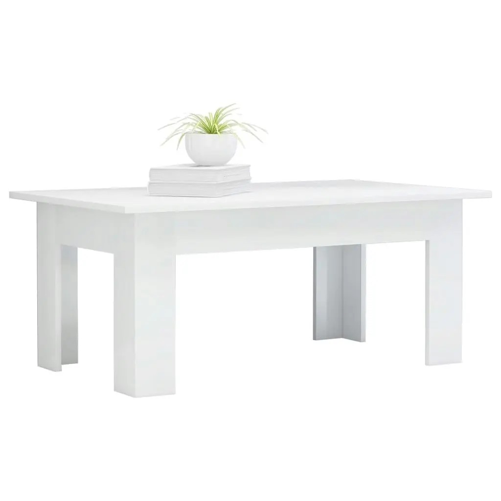 Coffee Table High Gloss White 100x60x42 cm Engineered Wood 801185