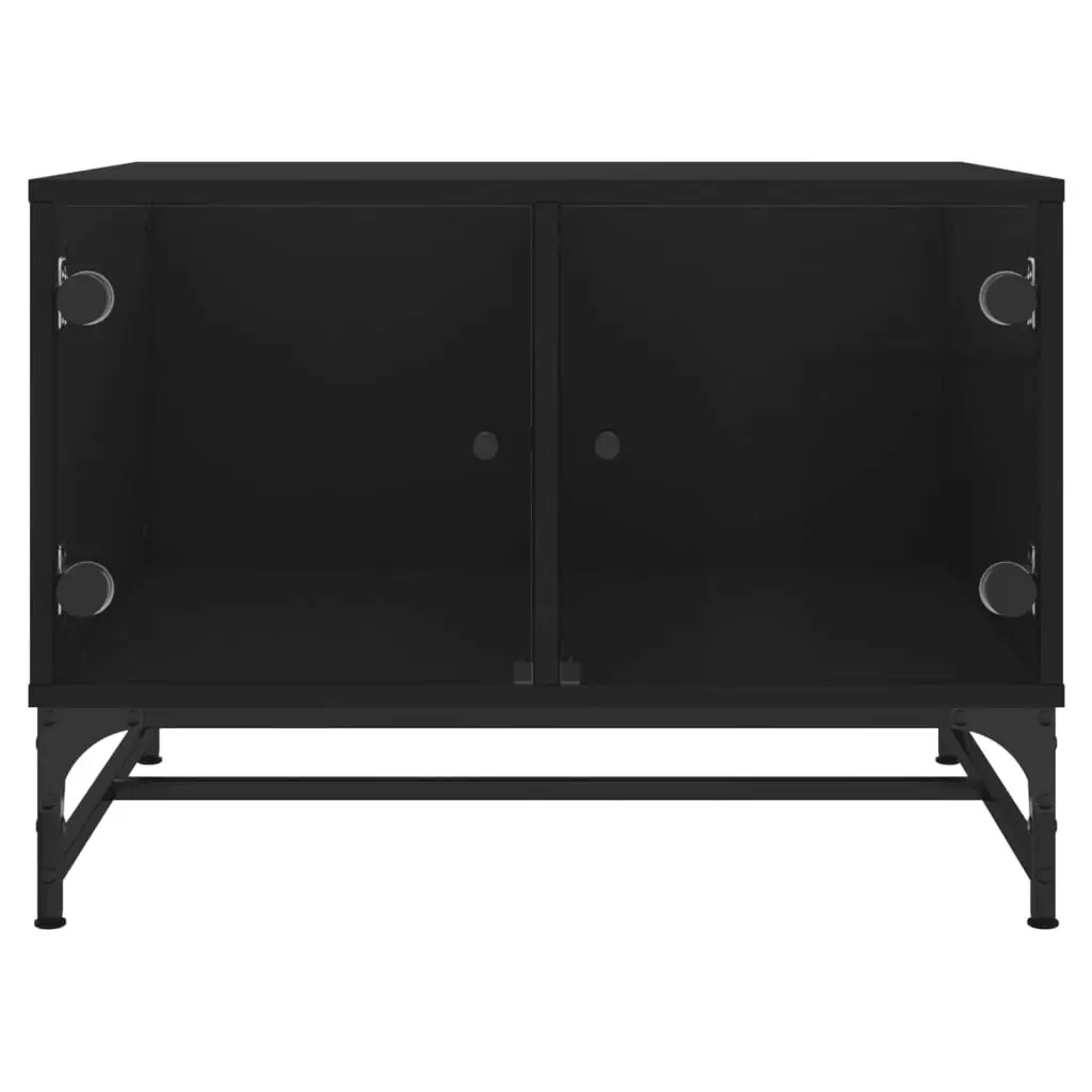 Coffee Table with Glass Doors Black 68.5x50x50 cm 836540