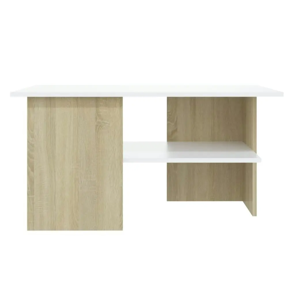 Coffee Table White and Sonoma Oak 90x60x46.5 cm Engineered Wood 806854