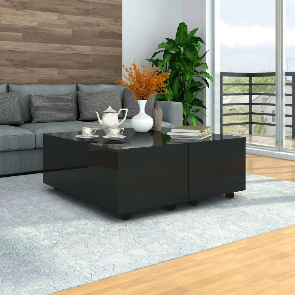 Coffee Table High Gloss Black 100x100x35 cm 283725