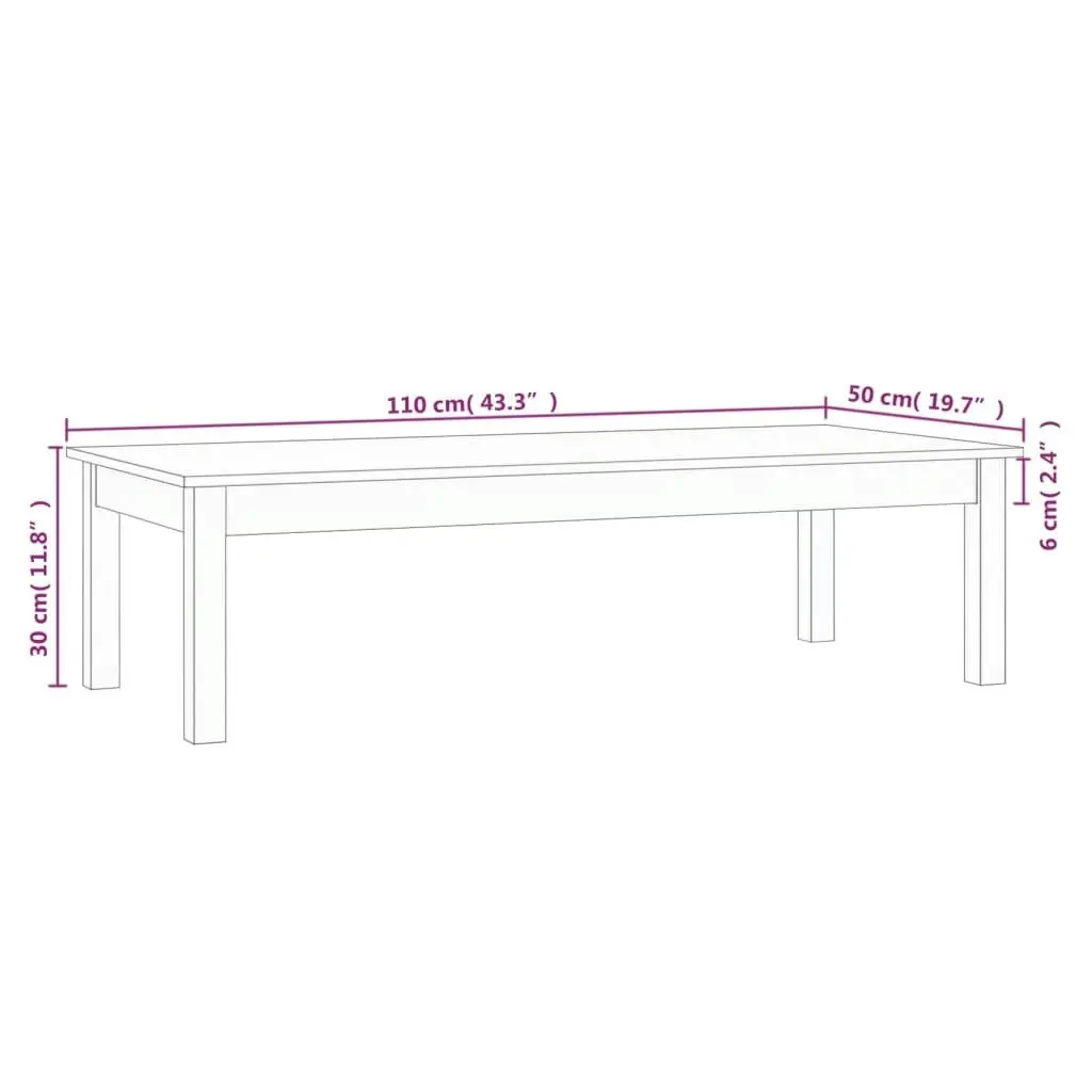 Coffee Table 110x50x30 cm Solid Wood Pine 814234