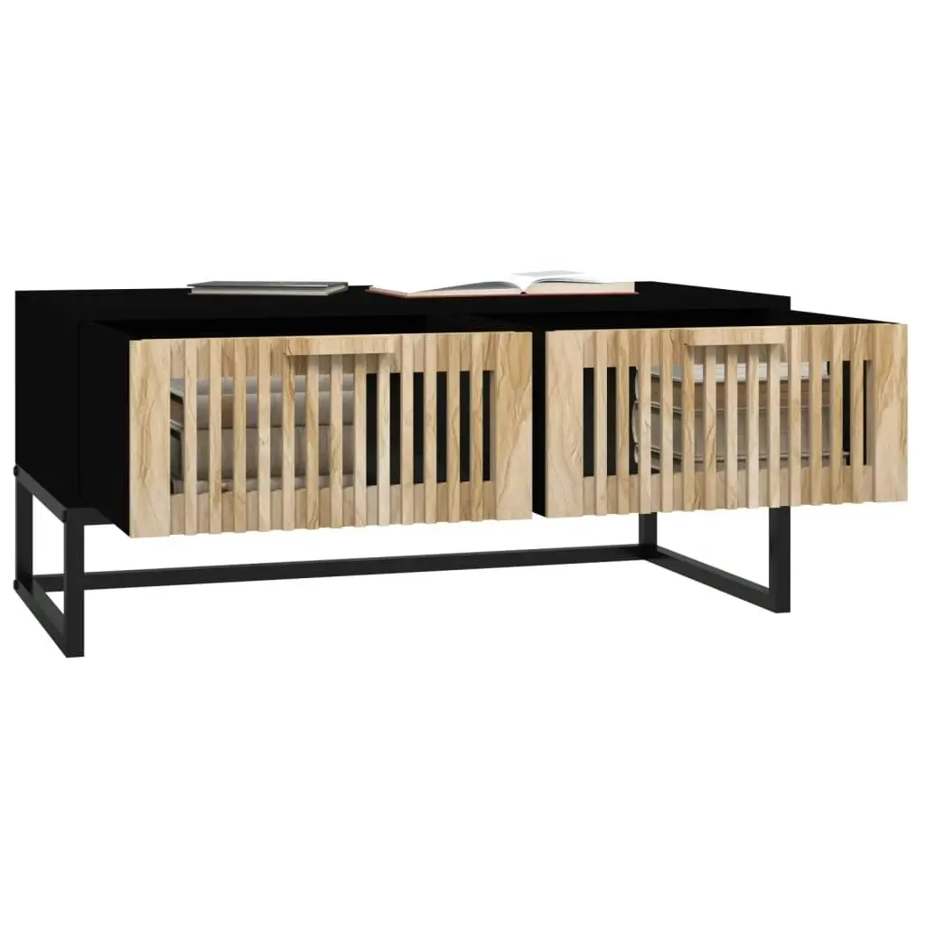 Coffee Table Black 80x40x35 cm Engineered Wood and Iron 352101