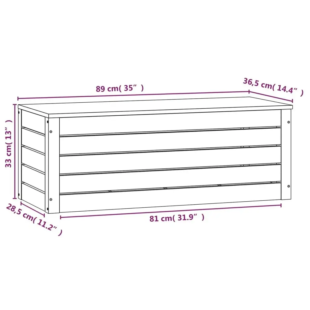 Storage Box White 89x36.5x33 cm Solid Wood Pine 823620