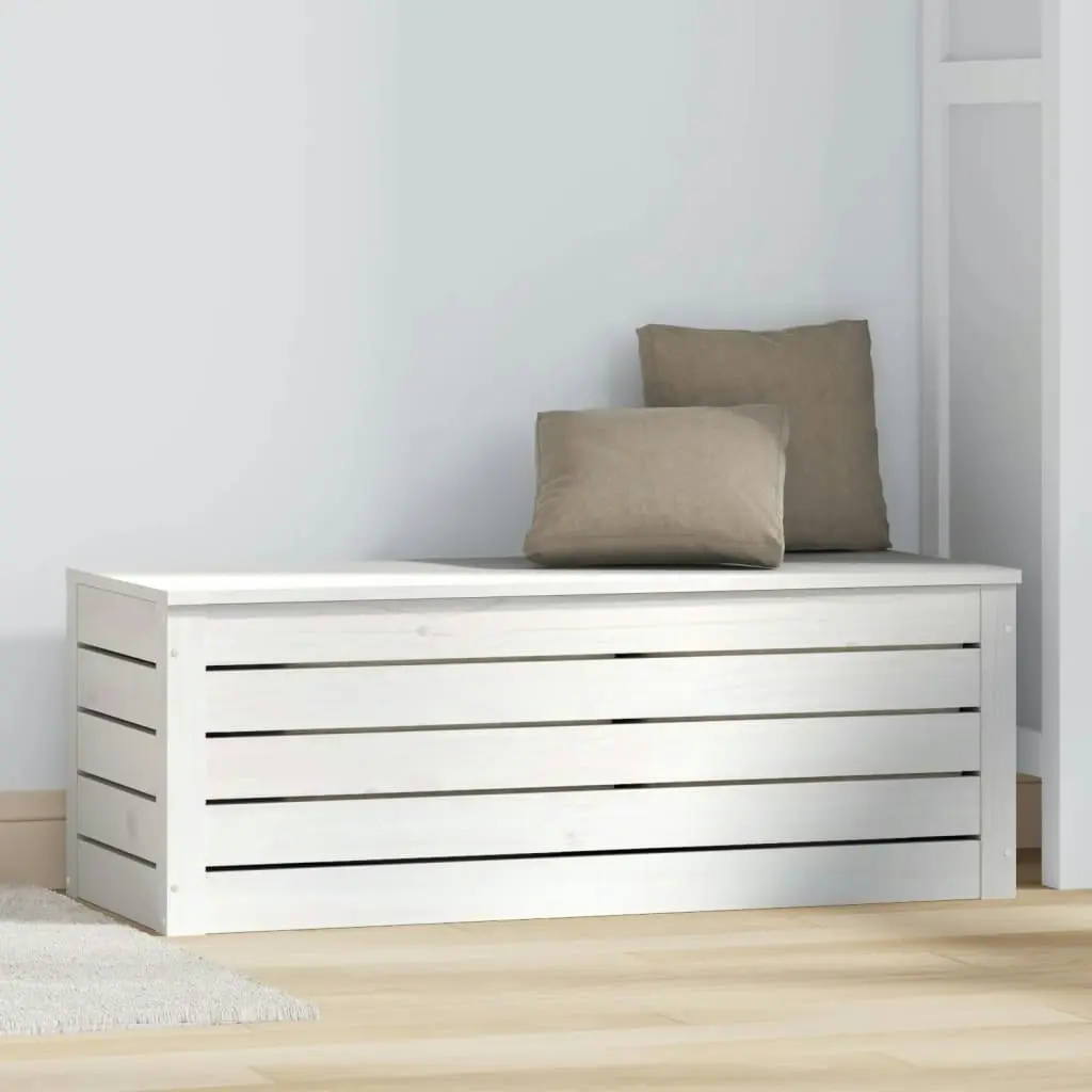 Storage Box White 89x36.5x33 cm Solid Wood Pine 823620