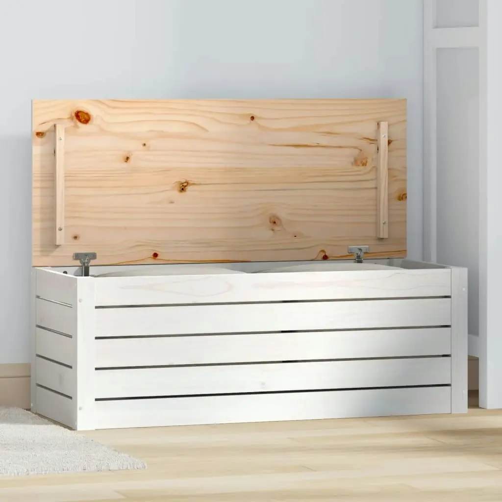 Storage Box White 89x36.5x33 cm Solid Wood Pine 823620