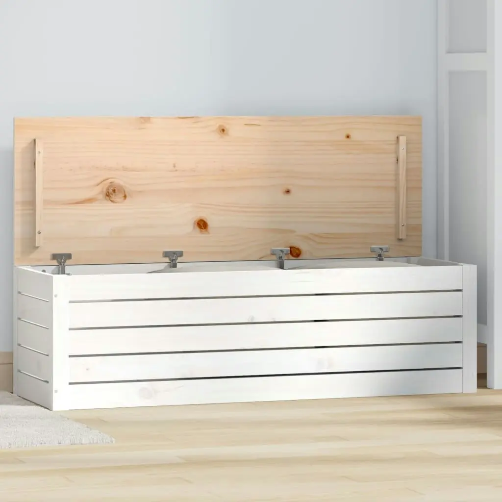 Storage Box White 109x36.5x33 cm Solid Wood Pine 823625