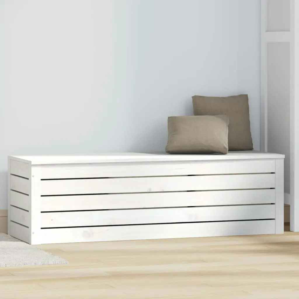 Storage Box White 109x36.5x33 cm Solid Wood Pine 823625