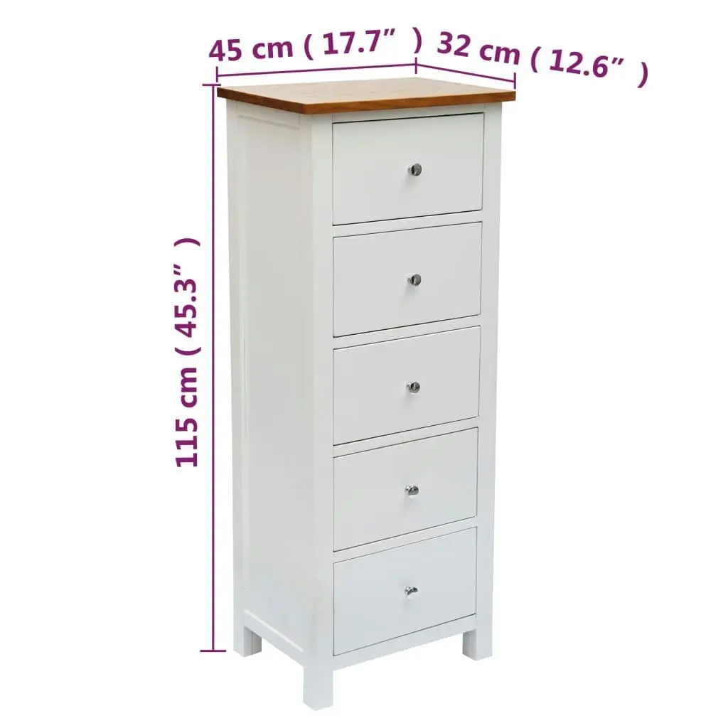 Tall Chest of Drawers 45x32x115 cm Solid Oak Wood 247051