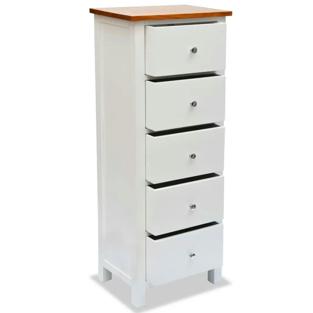 Tall Chest of Drawers 45x32x115 cm Solid Oak Wood 247051