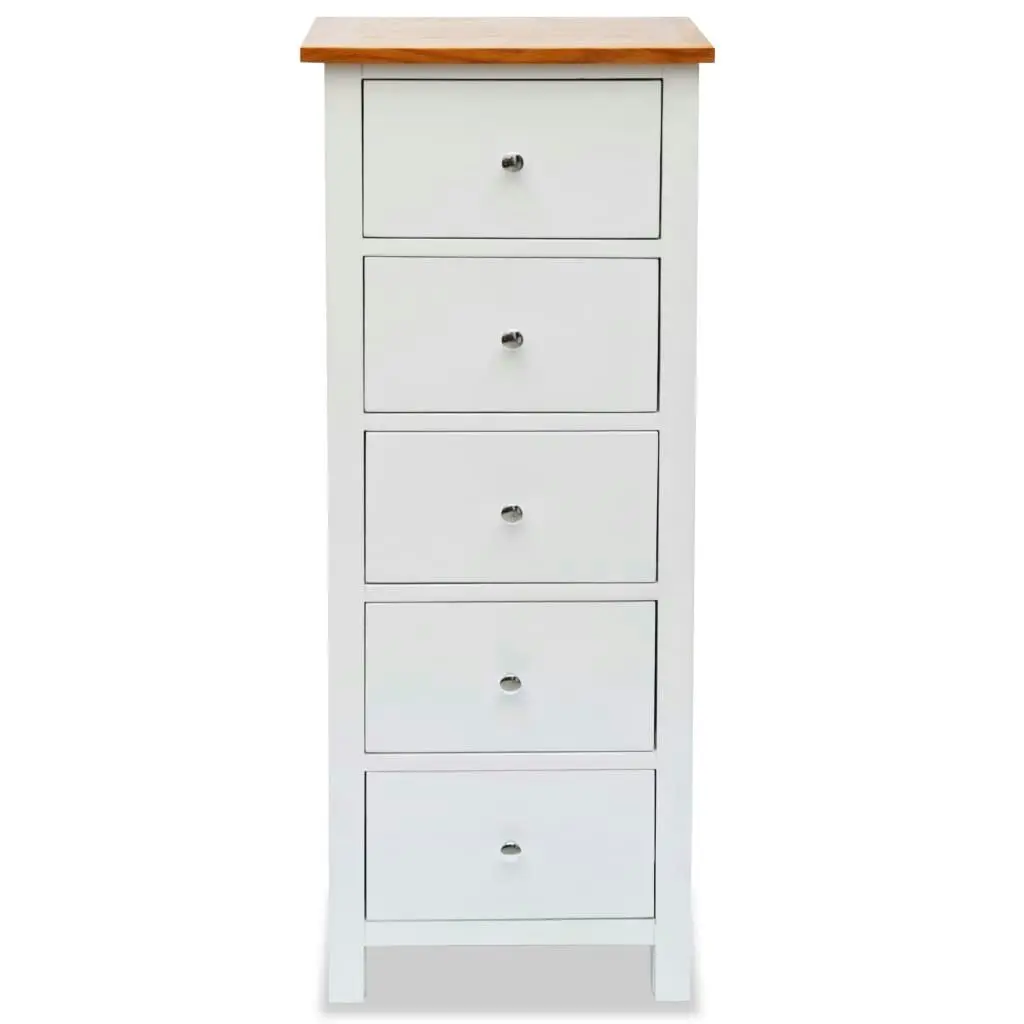 Tall Chest of Drawers 45x32x115 cm Solid Oak Wood 247051