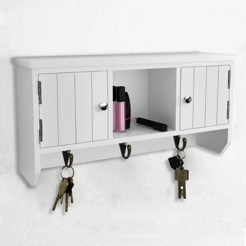 Wall Cabinet for Keys and Jewellery with Doors and Hooks 241850