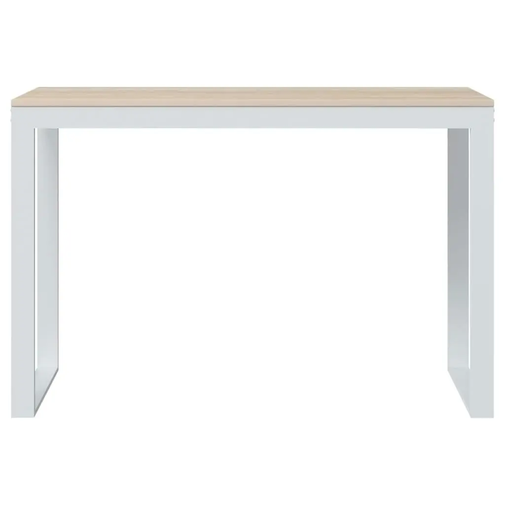 Computer Desk White and Oak 110x60x73 cm Engineered Wood 30198