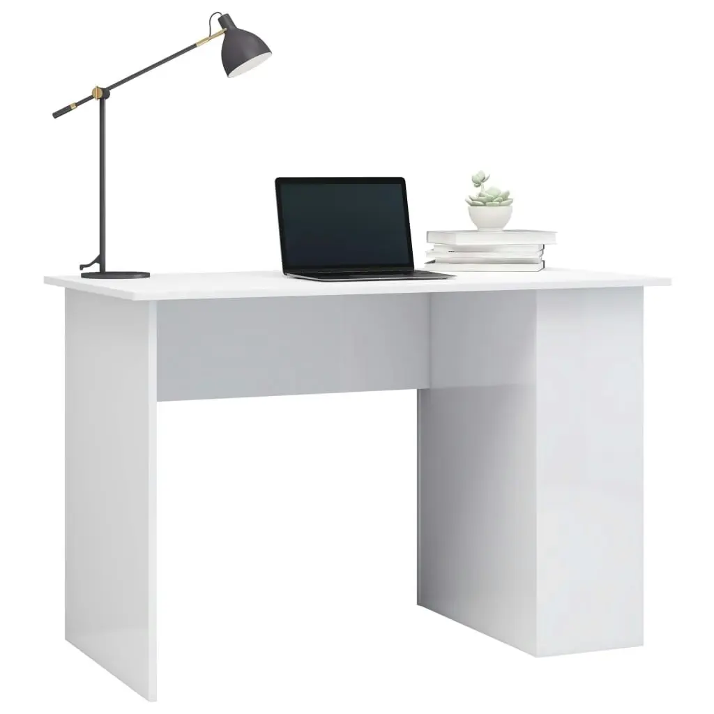 Desk High Gloss White 110x60x73 cm Engineered Wood 800582