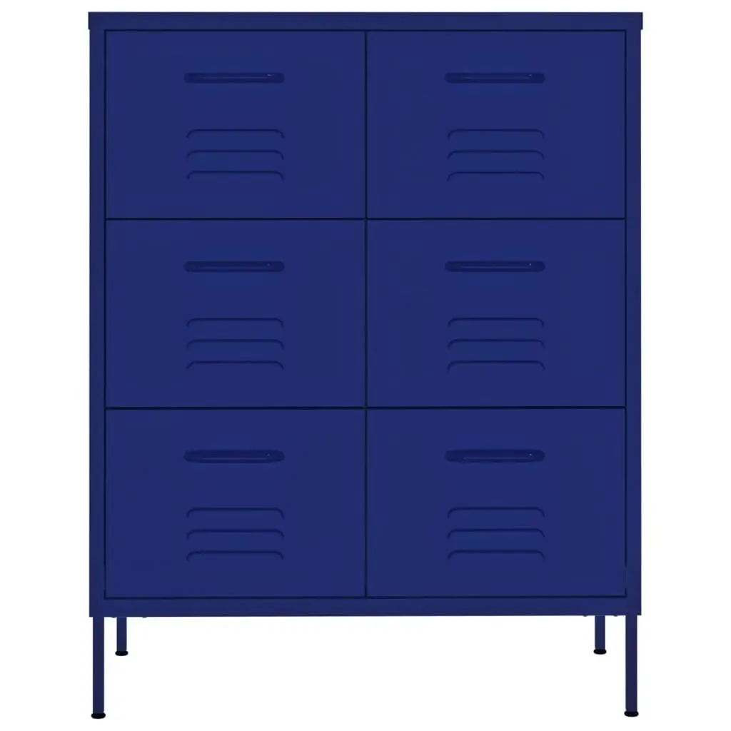 Drawer Cabinet Navy Blue 80x35x101.5 cm Steel 336145