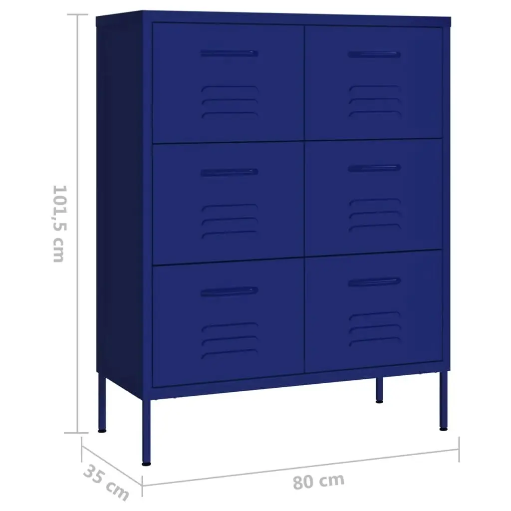 Drawer Cabinet Navy Blue 80x35x101.5 cm Steel 336145