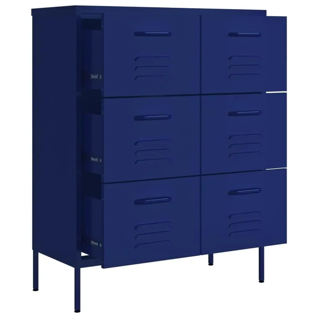 Drawer Cabinet Navy Blue 80x35x101.5 cm Steel 336145