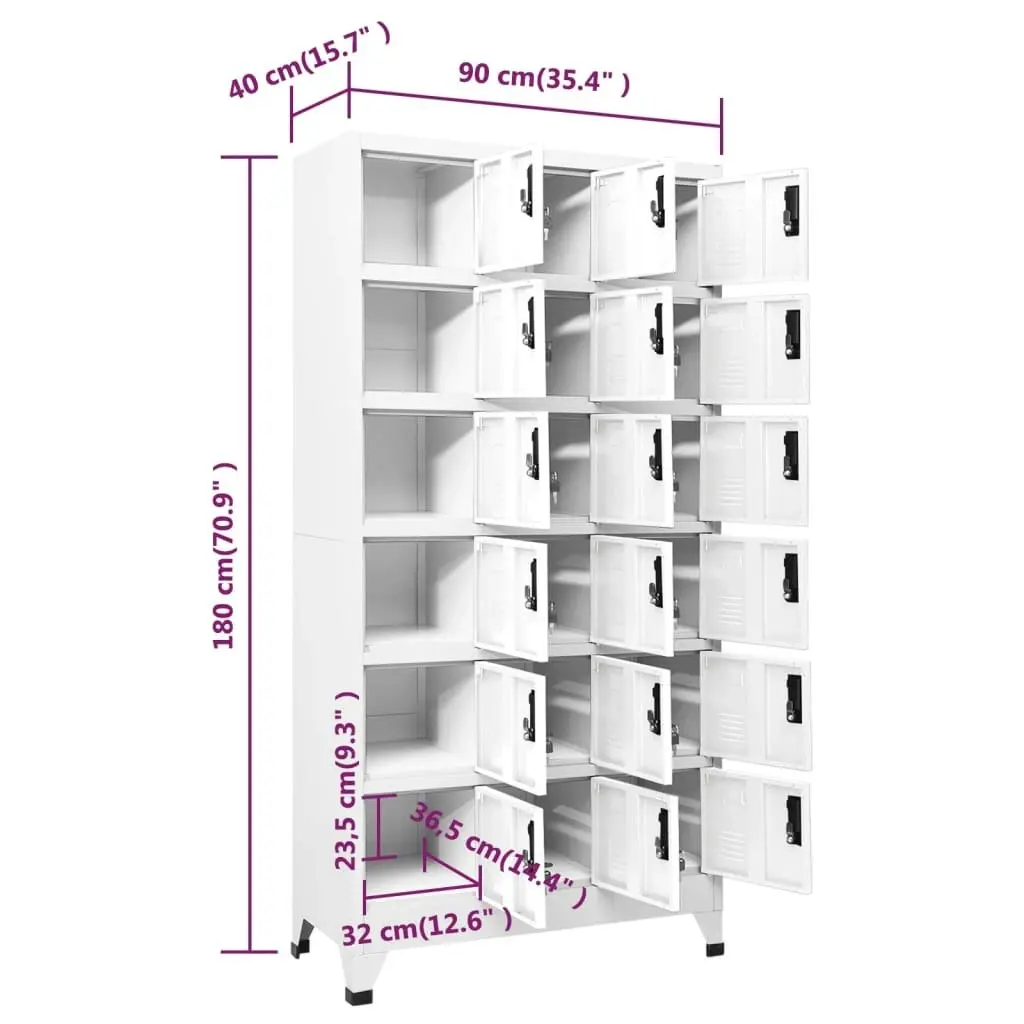 Locker Cabinet White 90x40x180 cm Steel 339828