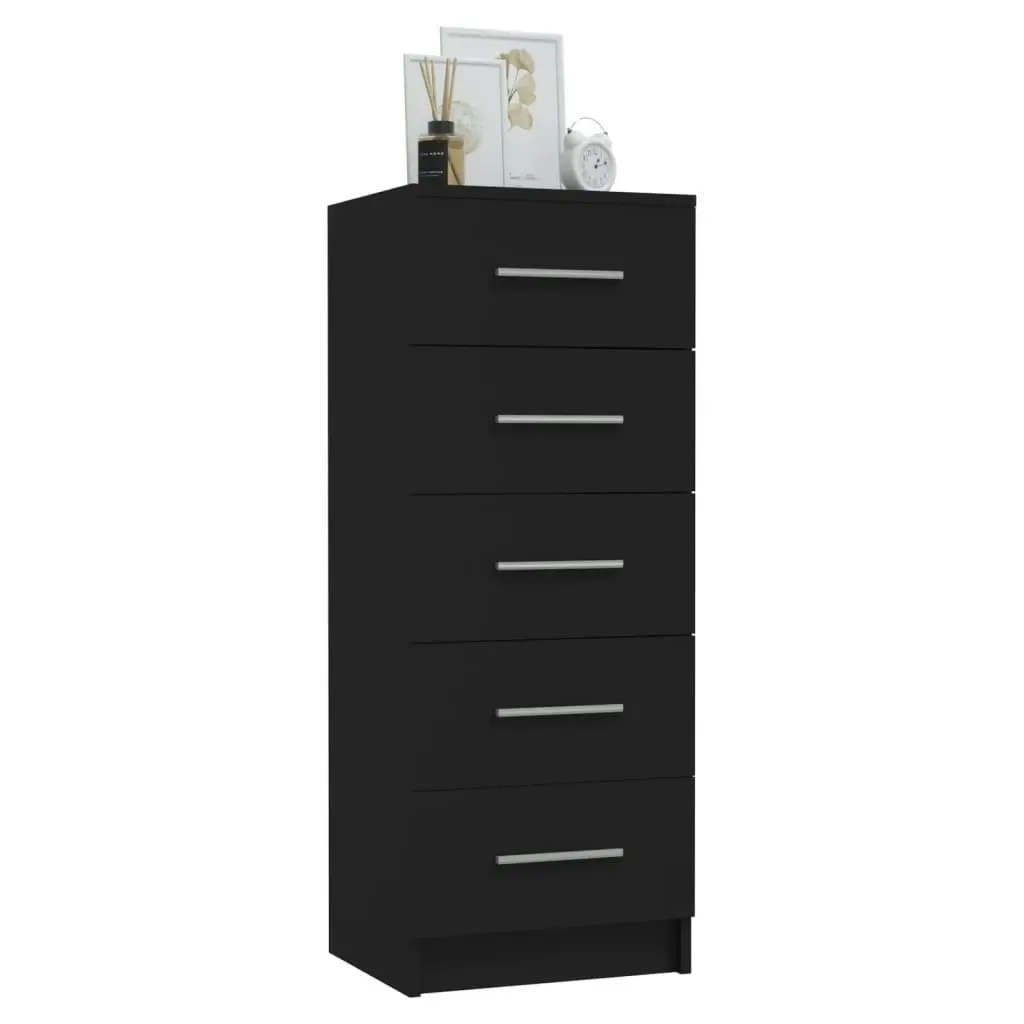 Tall Drawer Chest Black 41x35x106 cm Engineered Wood 340226