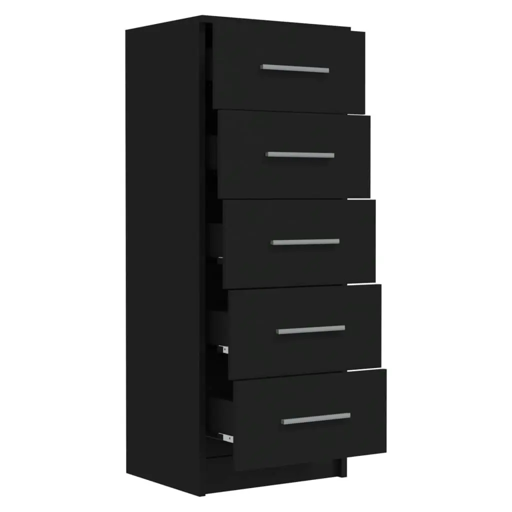 Tall Drawer Chest Black 41x35x106 cm Engineered Wood 340226