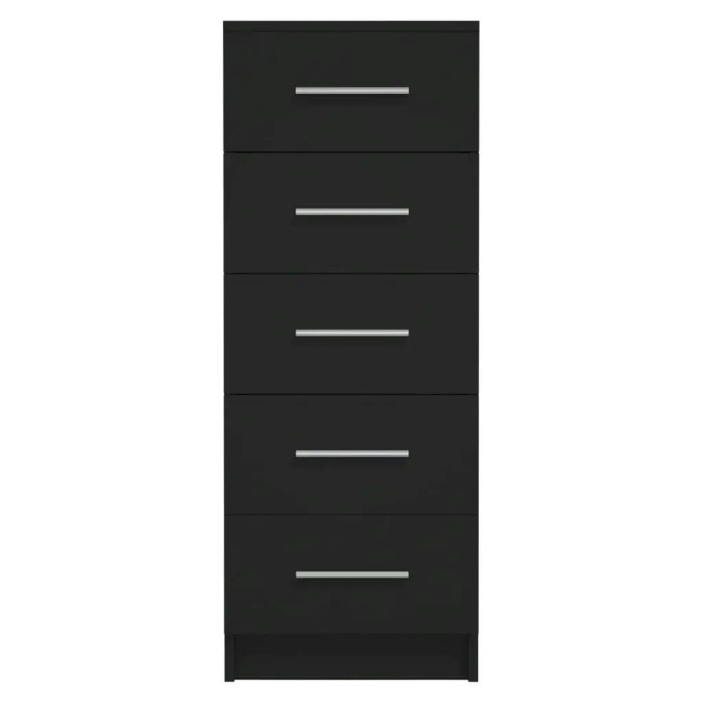 Tall Drawer Chest Black 41x35x106 cm Engineered Wood 340226