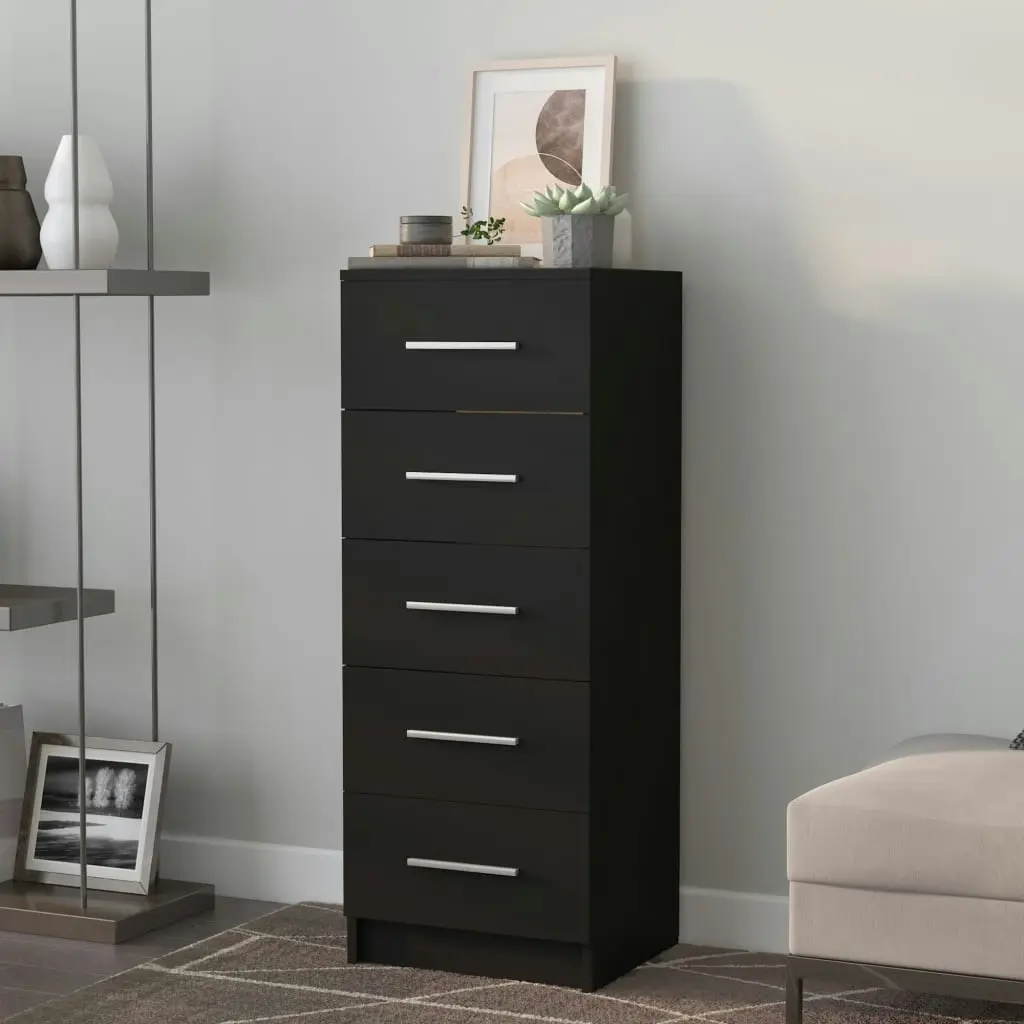 Tall Drawer Chest Black 41x35x106 cm Engineered Wood 340226