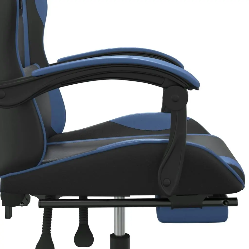 Swivel Gaming Chair with Footrest Black&Blue Faux Leather 349579