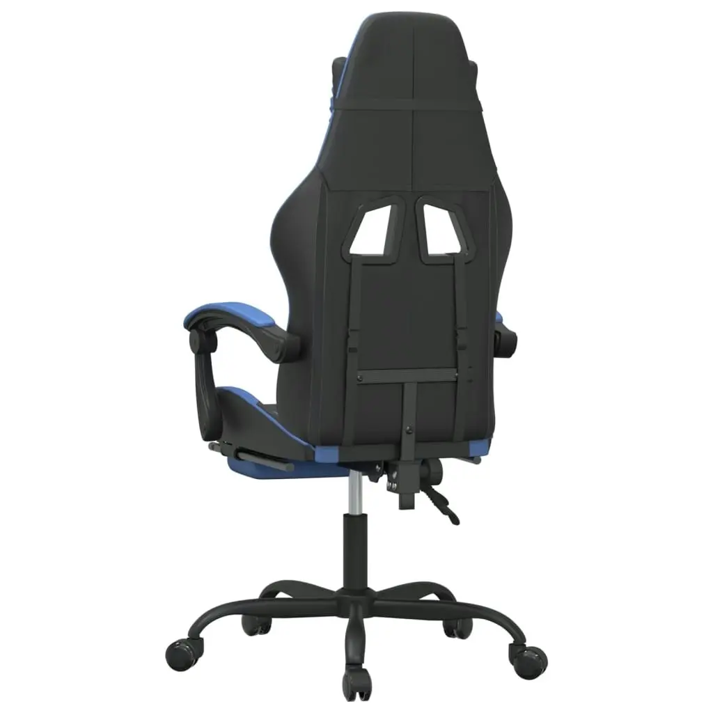 Swivel Gaming Chair with Footrest Black&Blue Faux Leather 349579