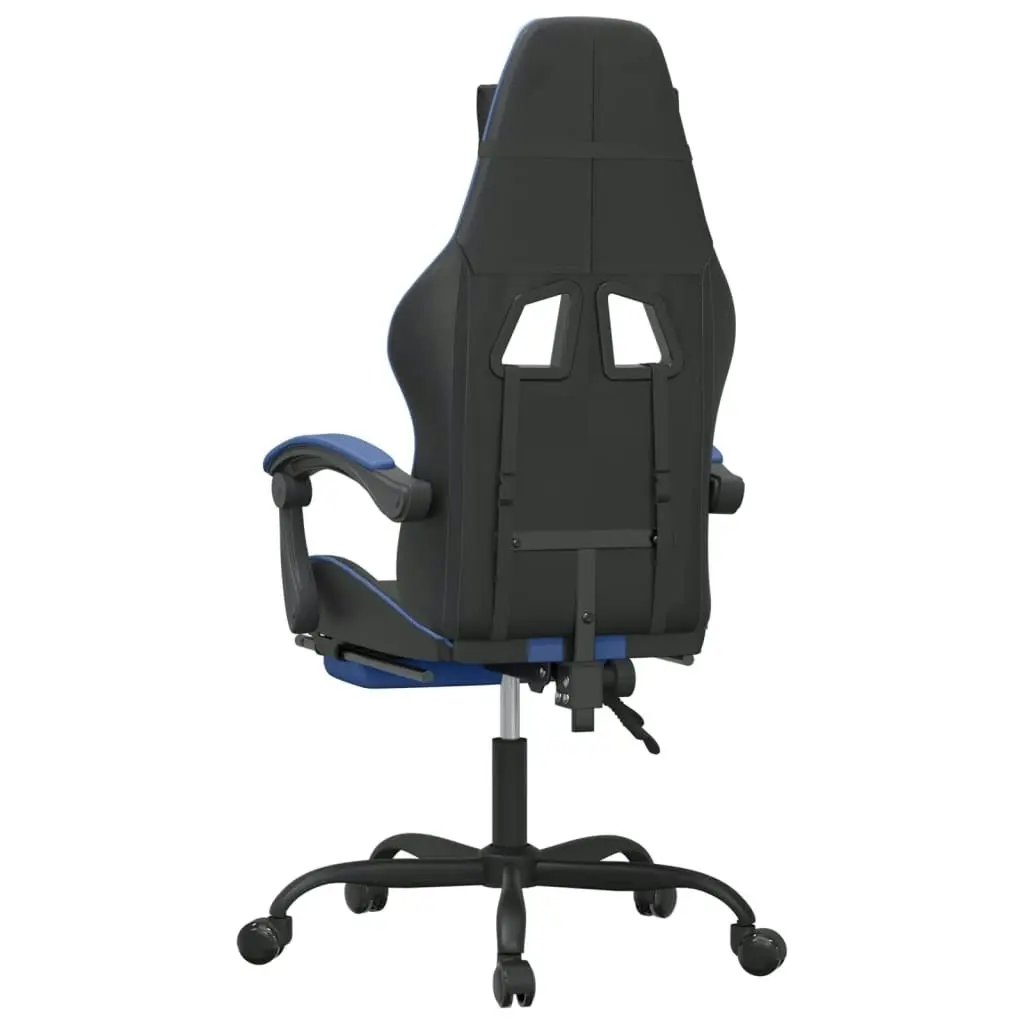 Swivel Gaming Chair with Footrest Black&Blue Faux Leather 349531