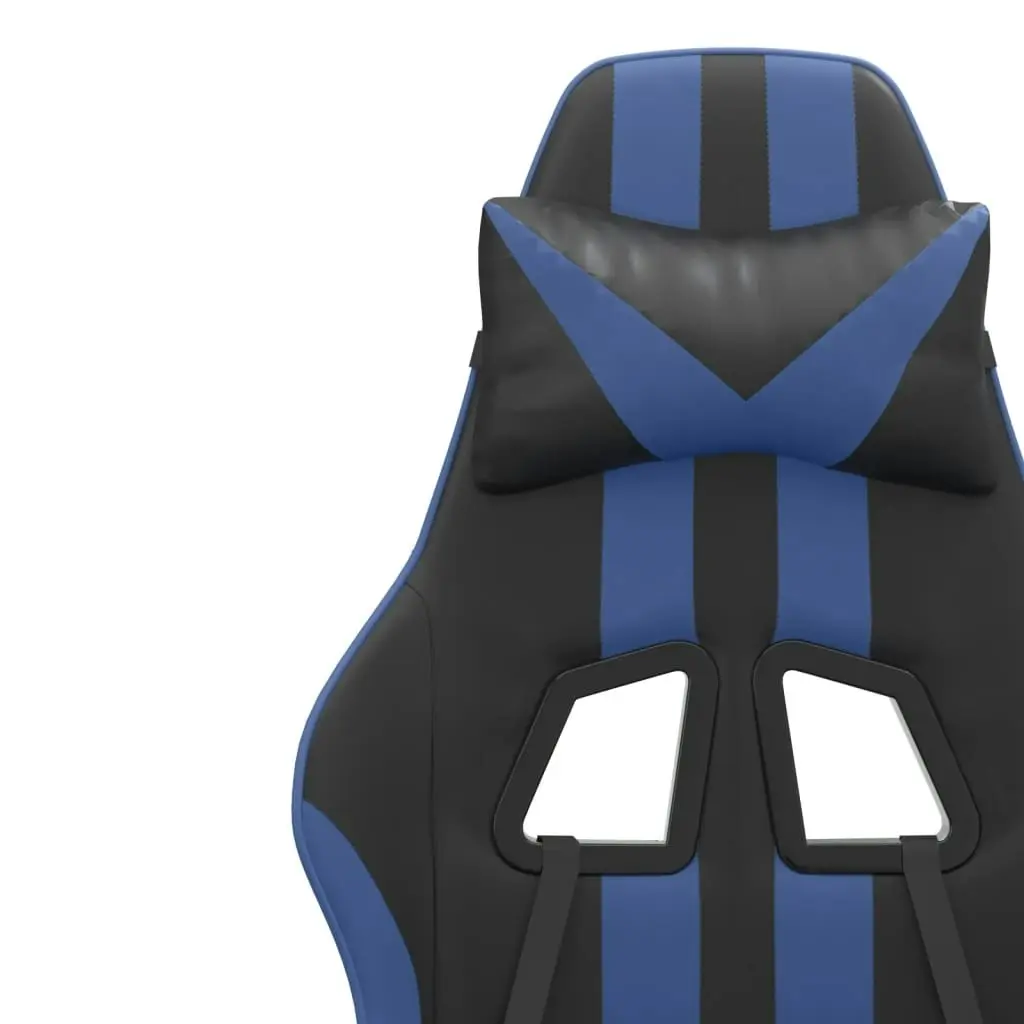 Swivel Gaming Chair with Footrest Black&Blue Faux Leather 349531