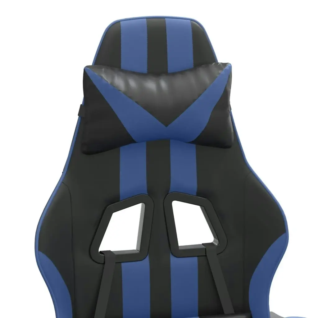 Swivel Gaming Chair with Footrest Black&Blue Faux Leather 349531