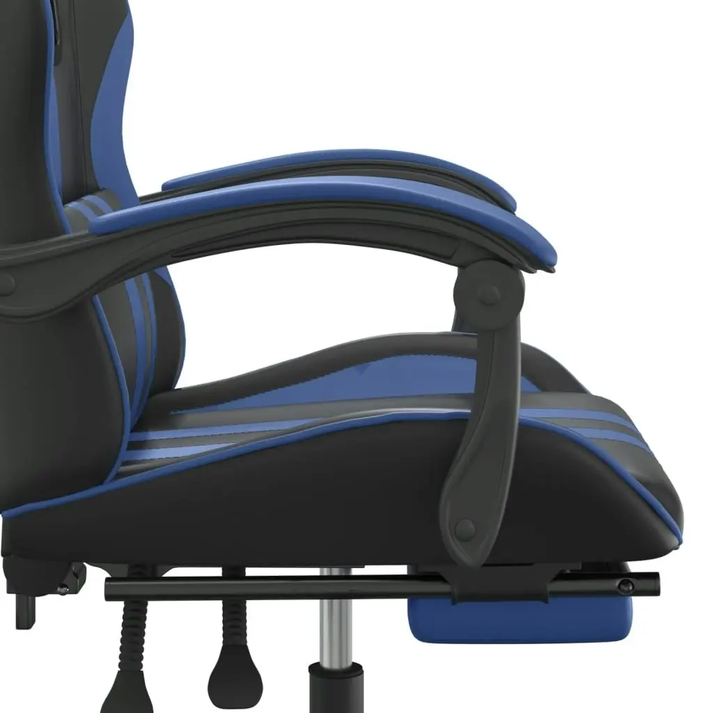 Swivel Gaming Chair with Footrest Black&Blue Faux Leather 349531