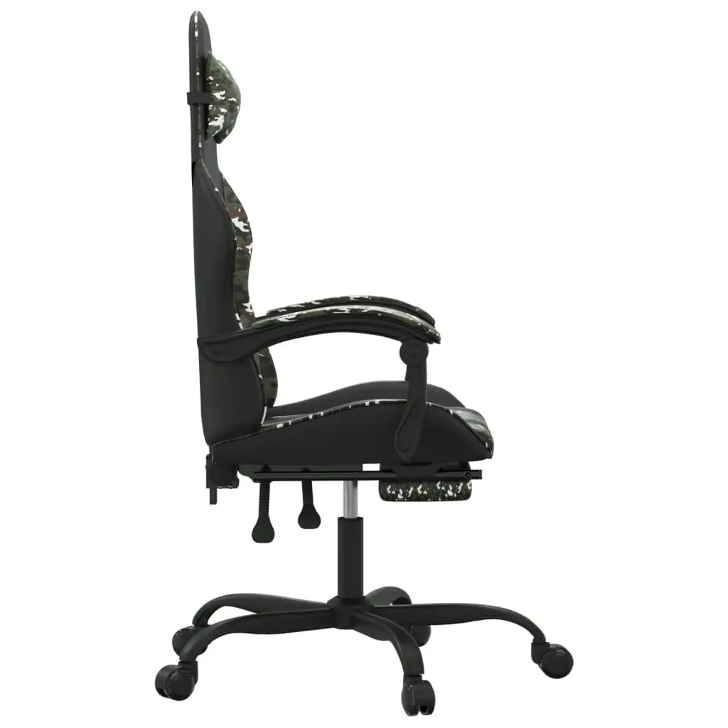 Swivel Gaming Chair with Footrest Black&Camouflage Faux Leather 349614