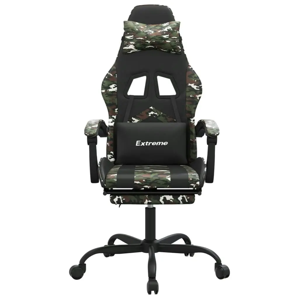 Swivel Gaming Chair with Footrest Black&Camouflage Faux Leather 349614